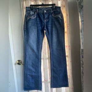 Platinum plush rhinestone embellished bootleg jeans Size 11 EUC